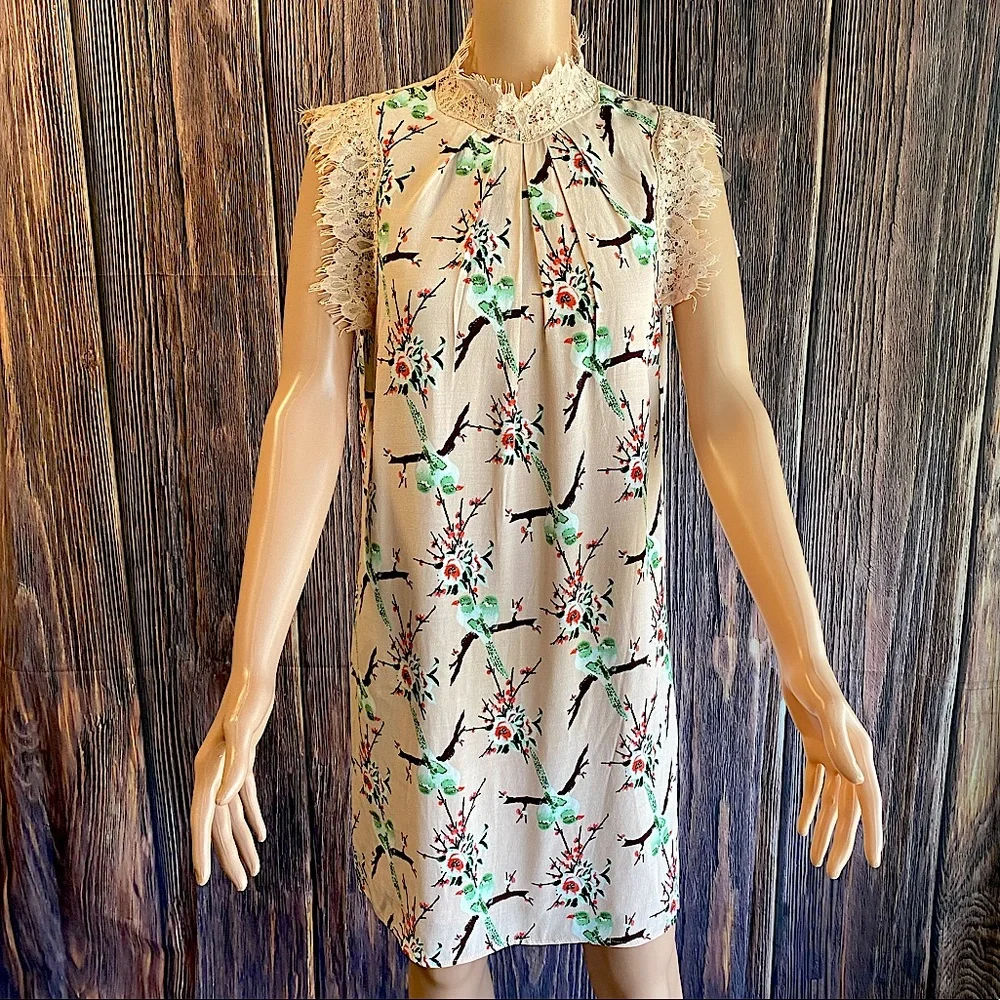 Chelsea & Violet NWT Chinoiserie style baby pink floral & hummingbird dress